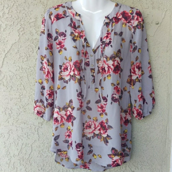 Vera Wang princess chiffon sheer floral blouse exc - Picture 3 of 8